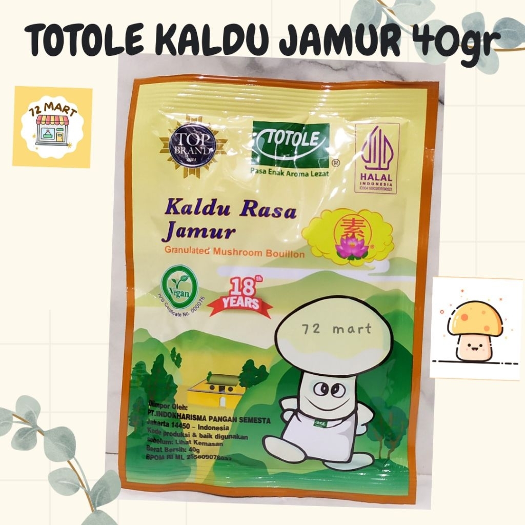 

Totole Kaldu Rasa jamur 40gr/vegan/vetsin jamur