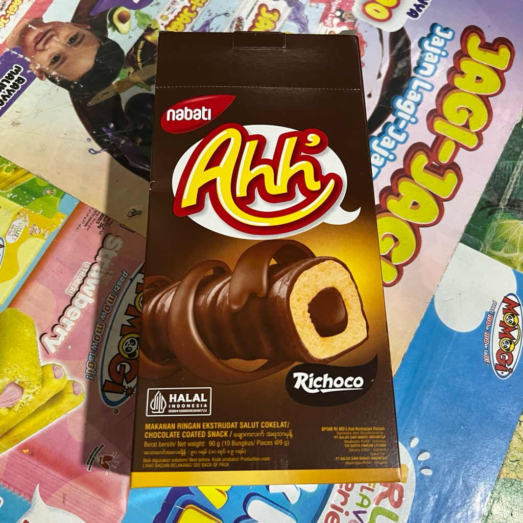 

Richoco Nabati Ahh 1 Pak Box 10 Pcs 9g 9gr 9 g gr gram Chocolate Coklat Besar 1000