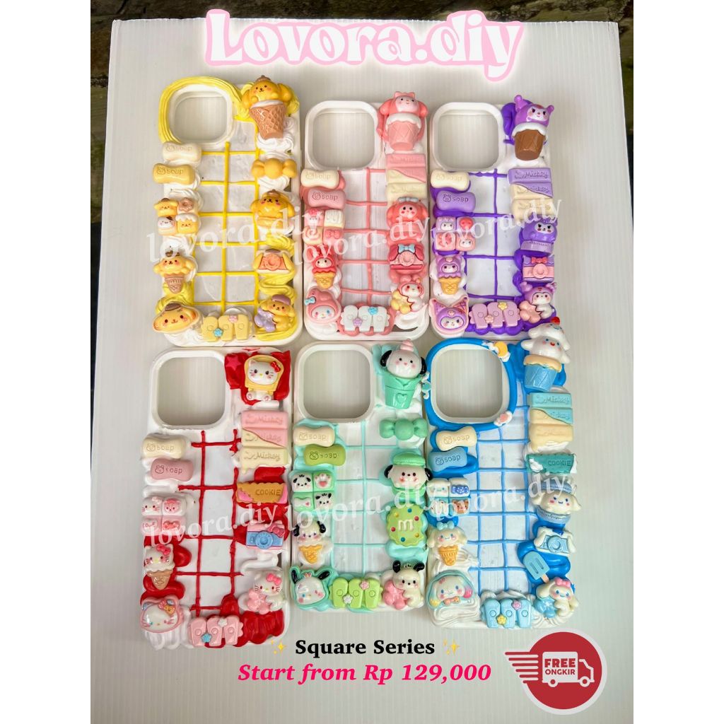 CUSTOM DECOCASE | CUSTOM SANRIO SQUARE DECODEN PHONE CASE | SANRIO CHARACTERS | CASE HANDMADE