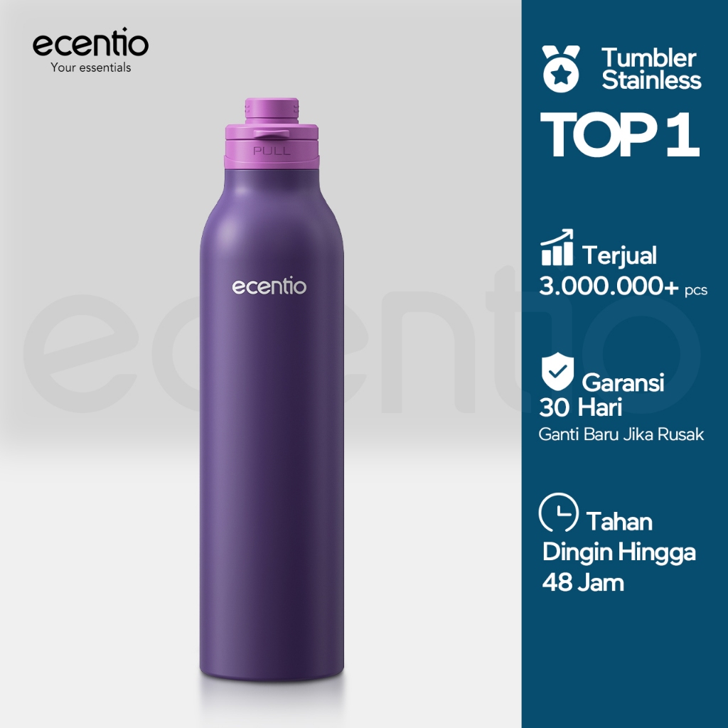 [EaseGo Series]ecentio Tumbler Stainless Steel  Portable Botol 800ml Ungu Malam/Pink Senja Termos Ai