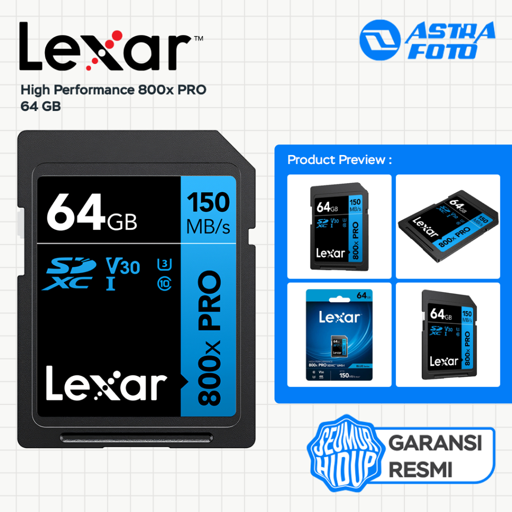 Lexar High Performance 800x PRO BLUE SERIES 150mbps SDXC UHS-I 64GB - Memory Card 64 GB