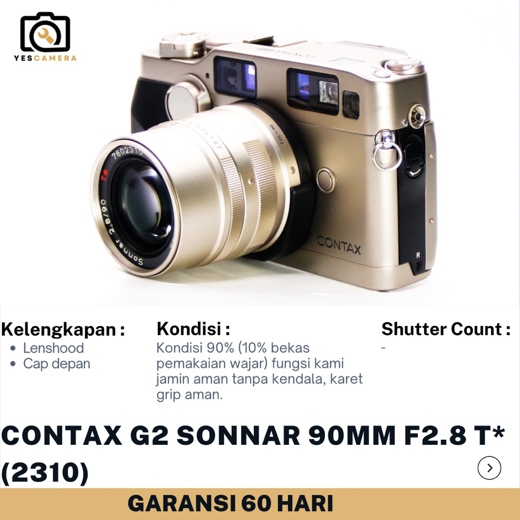 Contax G2 Sonnar 90mm f2.8 T* (Bekas) - Analog Film -Unit Only(2310)