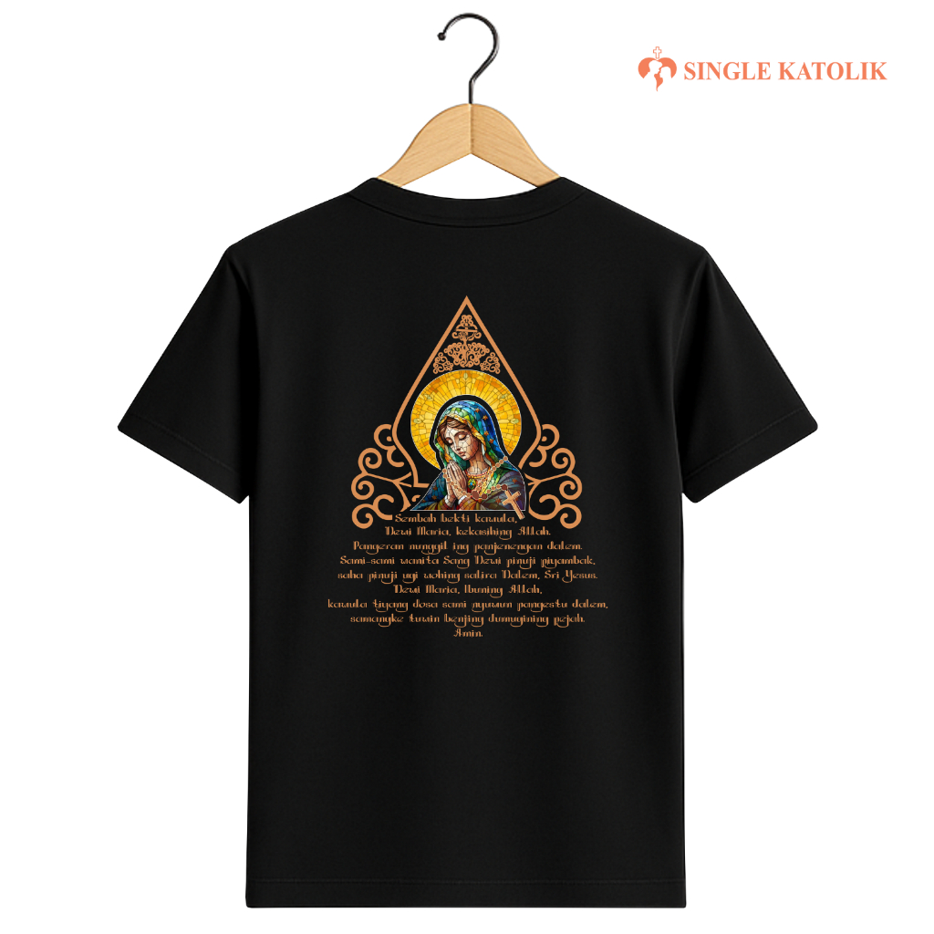 DOA SALAM MARIA BAHASA JAWA - Kaos Rohani - Katun Premium 100% - Sangat Nyaman - Single Katolik Offi