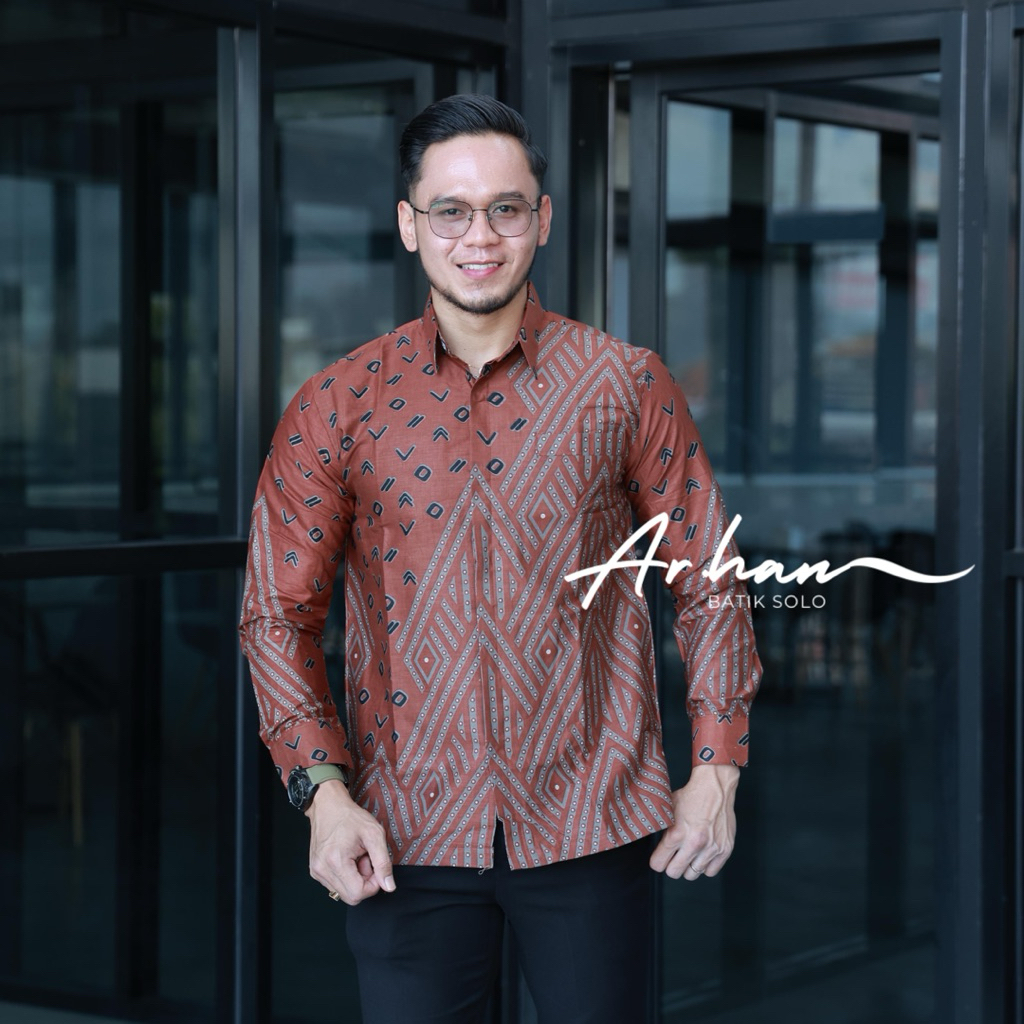 PIRAMID COKLAT … Kemeja Batik lengan panjang/pendek / kemeja pria / kemeja batik / batik keren,elegh
