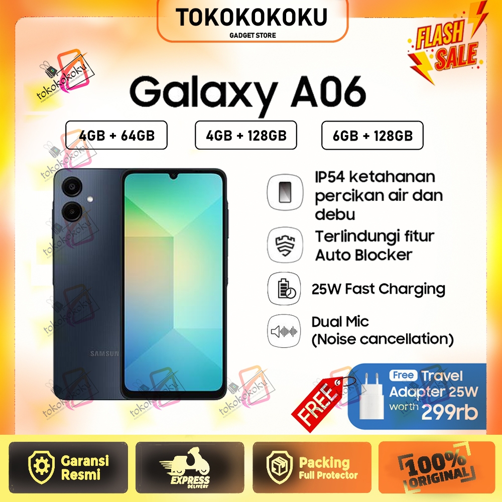Samsung Galaxy A06 4G 6/128GB [ 6GB+128GB ] Kamera 50mp, Mediatek Helio G85 - GARANSI RESMI