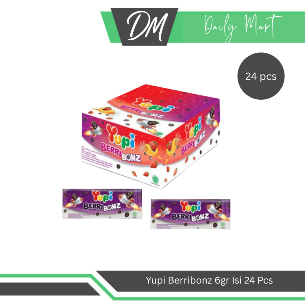 

Yupi Berri Bonz 1 Box Isi 24 Pcs x 6gr - Permen Kenyal Rasa Buah Berbentuk Lucu Enak Murah
