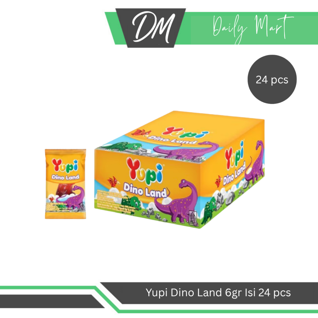 

Yupi Dino Land 1 Box Isi 24 Pcs x 6gr - Permen Kenyal Berbentuk Hewan Dinosaurus Lucu Enak Murah