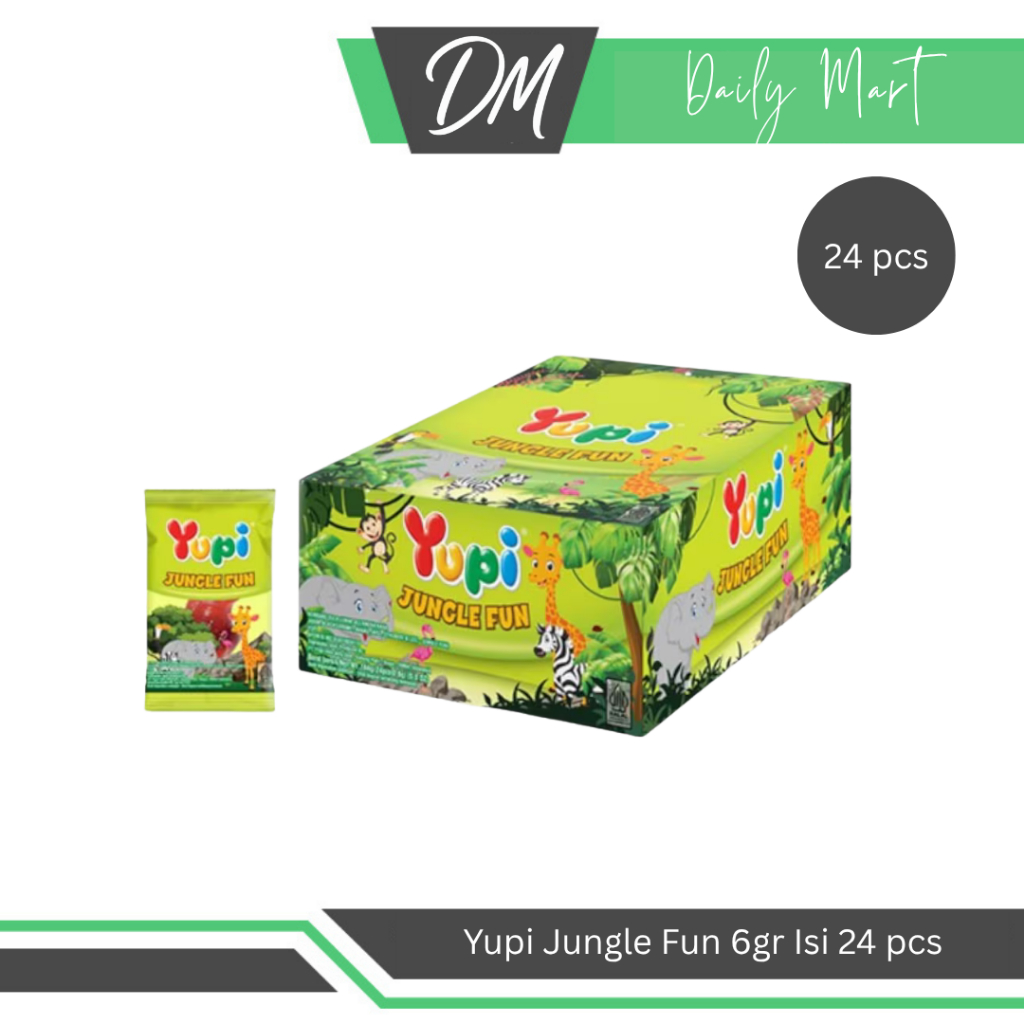 

Yupi Jungle Fun 1 Box Isi 24 Pcs x 6gr - Permen Kenyal Berbentuk Hewan Lucu Enak Murah