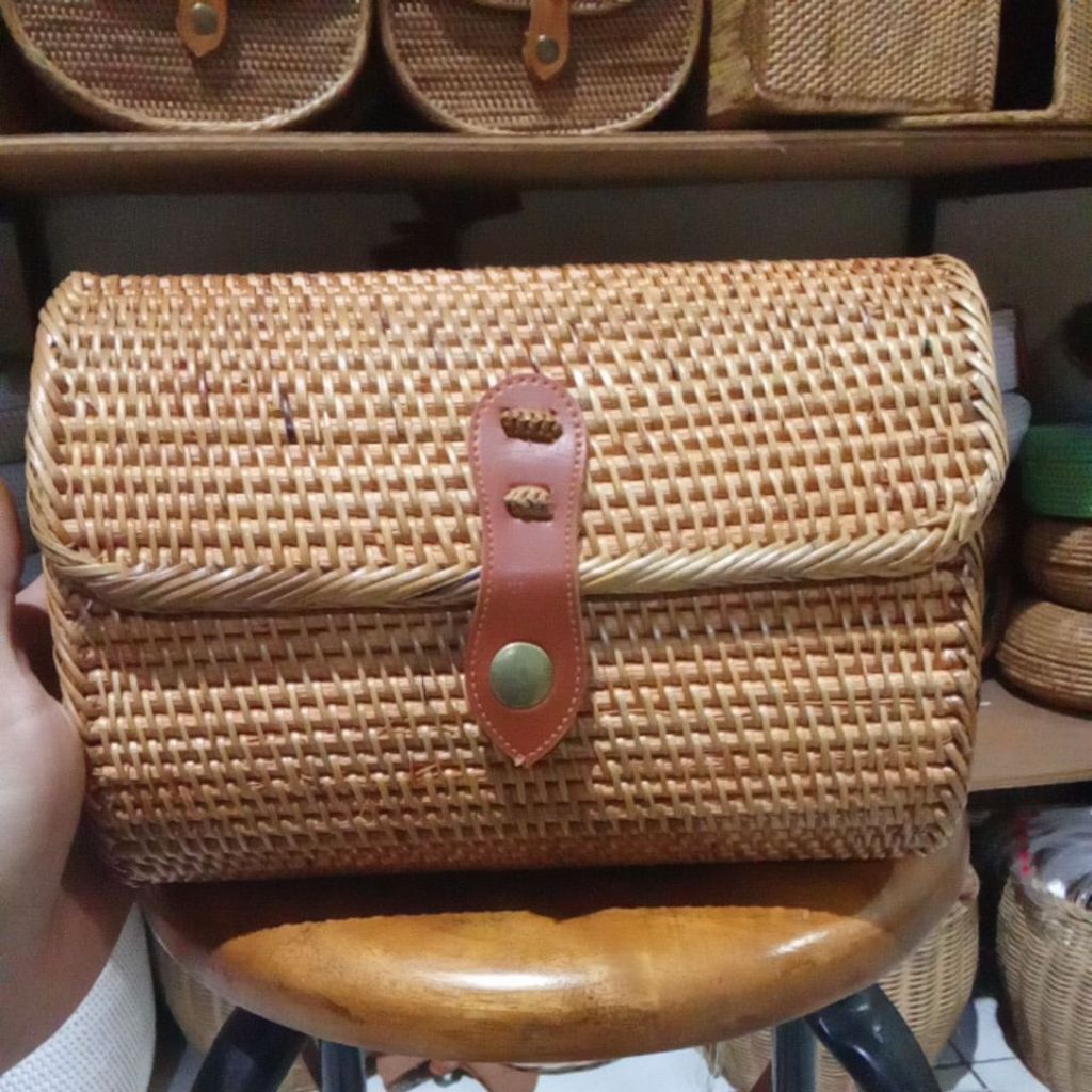 TAS ROTAN DOMPET / DOMPET JUMBU ROTAN ATTE tali slempang