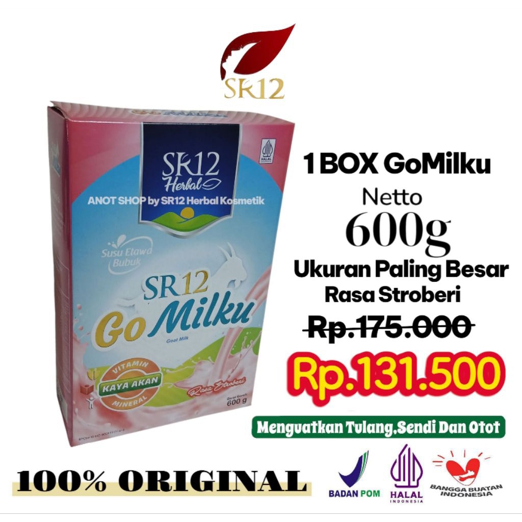 

Go Milku Stroberi SR12 Susu Kambing Etawa Asli Box 600gr