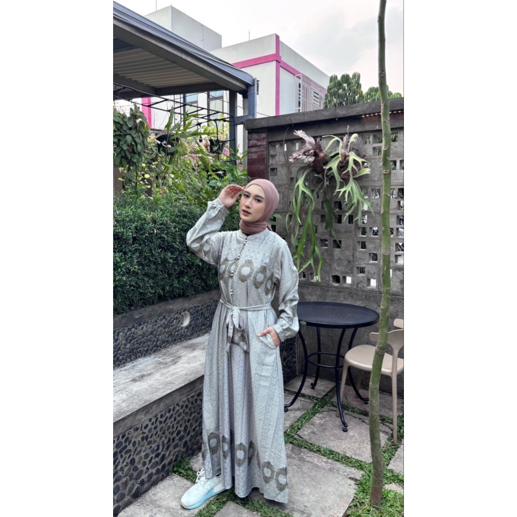 SAYSWEAR - [MAXI DRESS WANITA] Dress Lengan Panjang Fashion Muslim Wanita Bahan Satin Silk Brand Nob