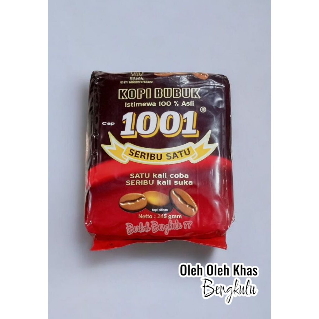 

Kopi bubuk 1001 khas Bengkulu 245 Gr
