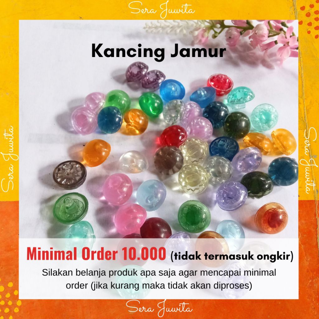 [Per Lusin] Kancing Hias Jamur Mutiara/Kristal Warna Bening/Transparan lusinan Murah ecer grosir