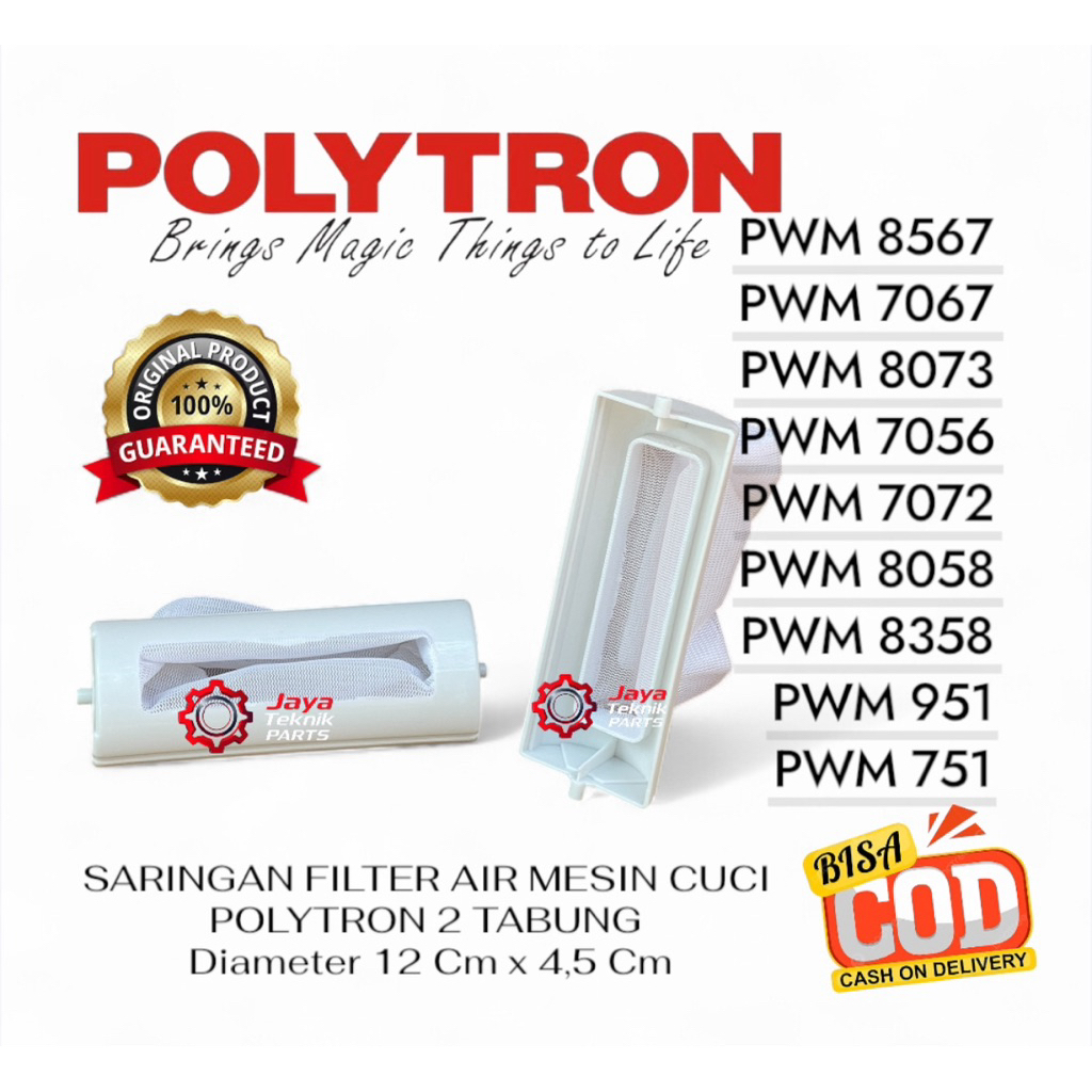SARINGAN FILTER KOTORAN AIR MESIN CUCI POLYTRON 2 TABUNG ORIGINAL ( 12CM X 4,5CM )| KANTONG KAIN SAR