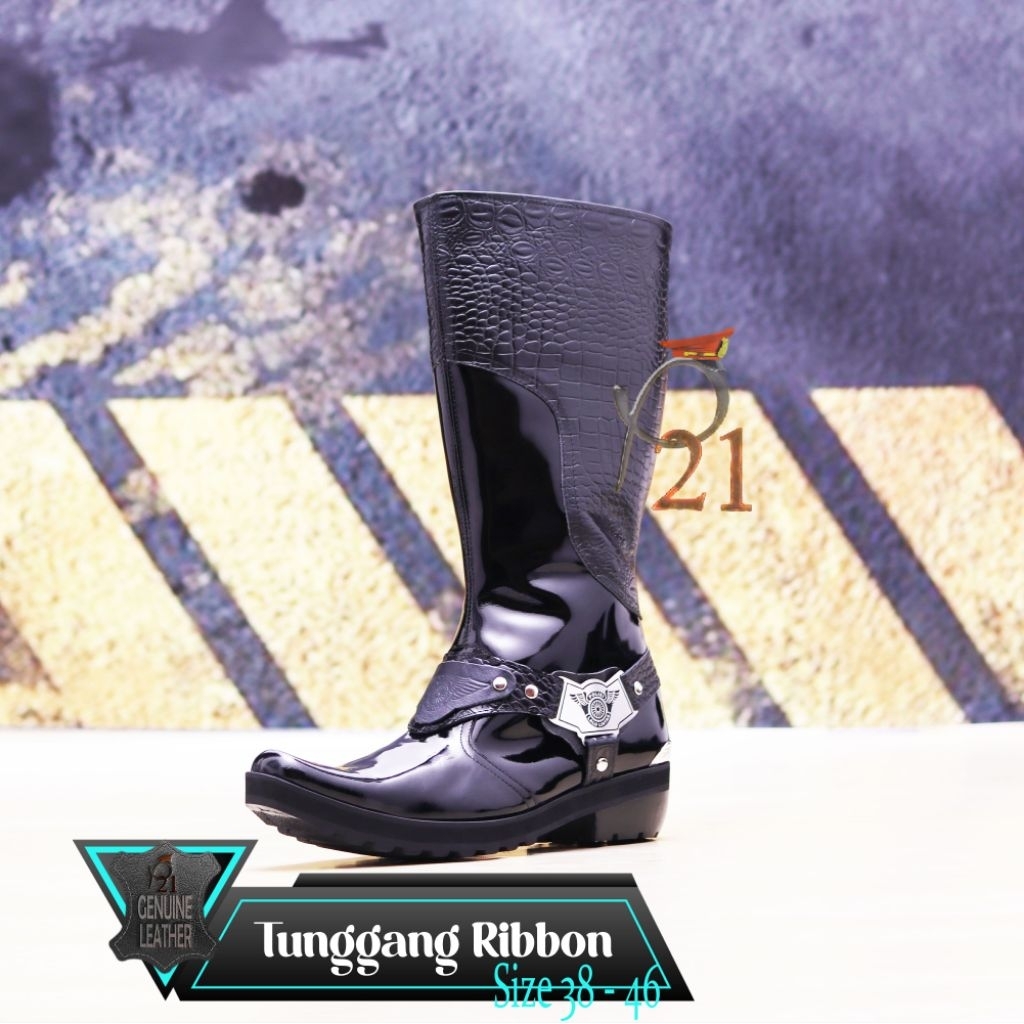 P21 Ribbon - Sepatu Tunggang Lantas Polri Kulit Asli