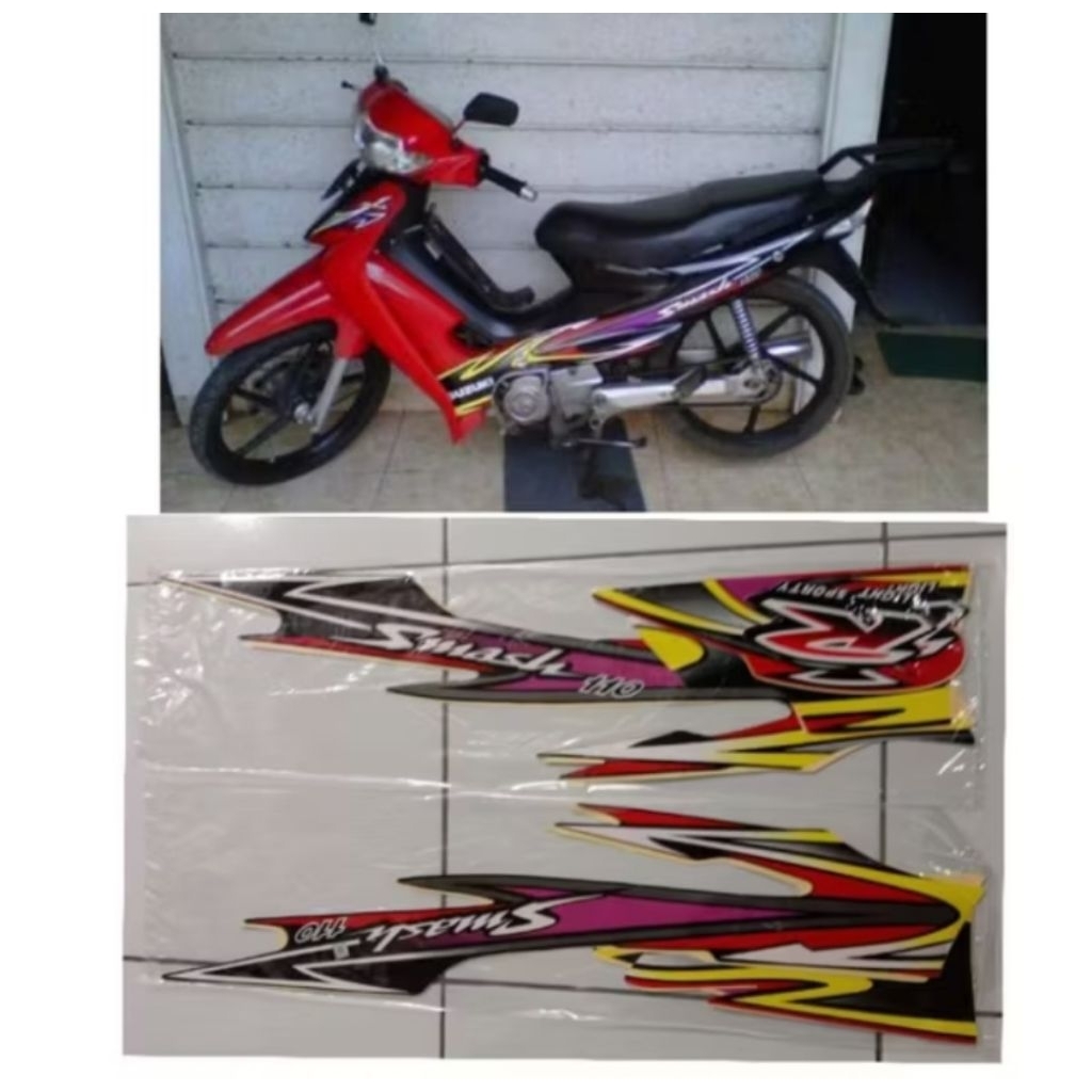 STIKER STRIPING LIS BODY SUZUKI SMASH R 110 ORI 2004-2005 FUL SET BODY MOTOR