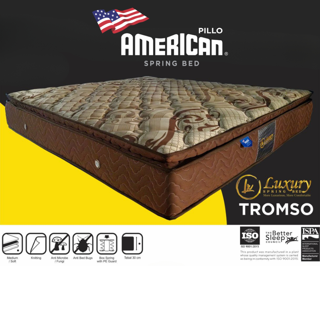 American Pillo Luxury Tromso Pillow Top Spring Bed Mattress Matras  Kasur Spon Untuk Tidur