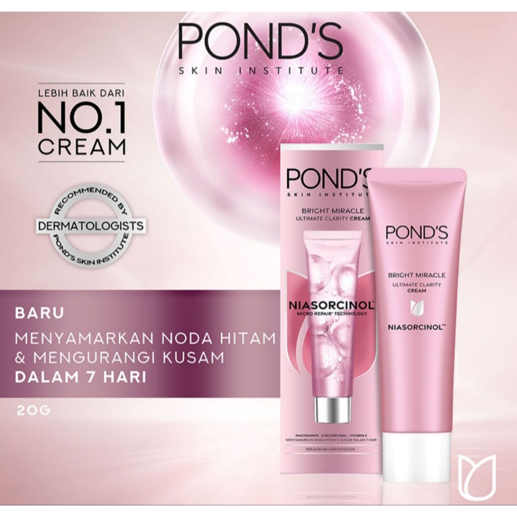 Pond's Bright Miracle Ultimate Clarity Cream/ Pond's Bright Beauty Krim Pagi Pelembap Wajah /Ponds