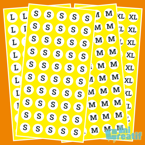 

stiker bulat untuk size/ukuran baju