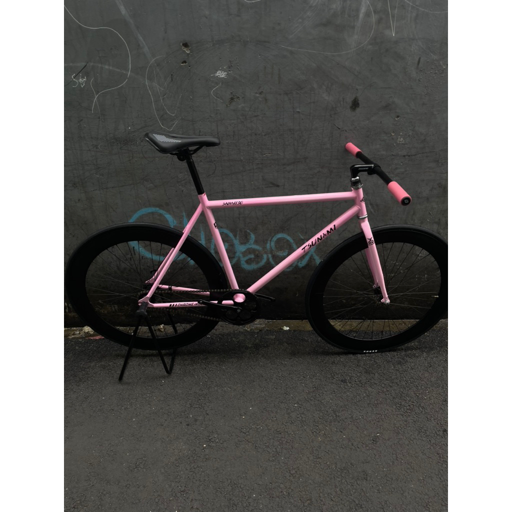 Fullbike Sepeda Fixie Classic  Pink |  Decal Tsunami SNM4130 | size 50