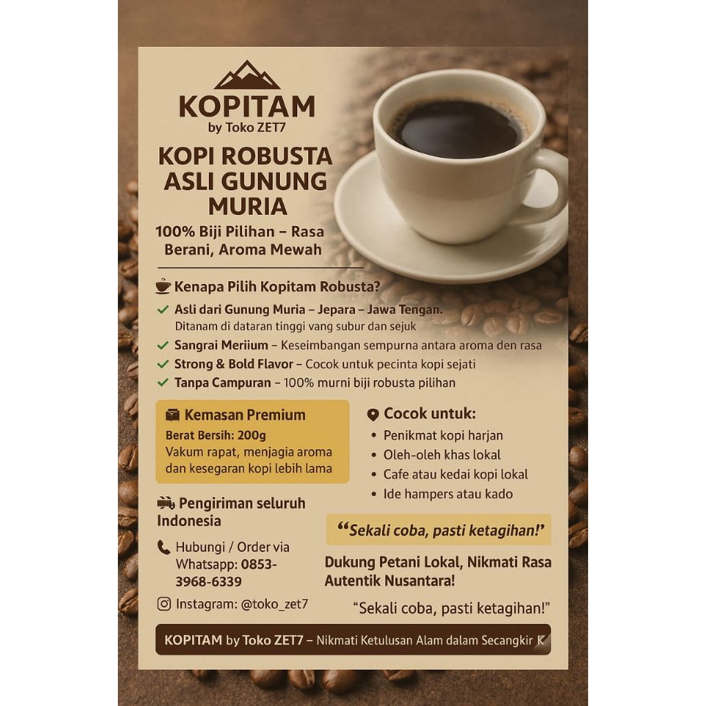 

Kopitam-Kopi Robusta-Gunung Muria-Jawa Tengah