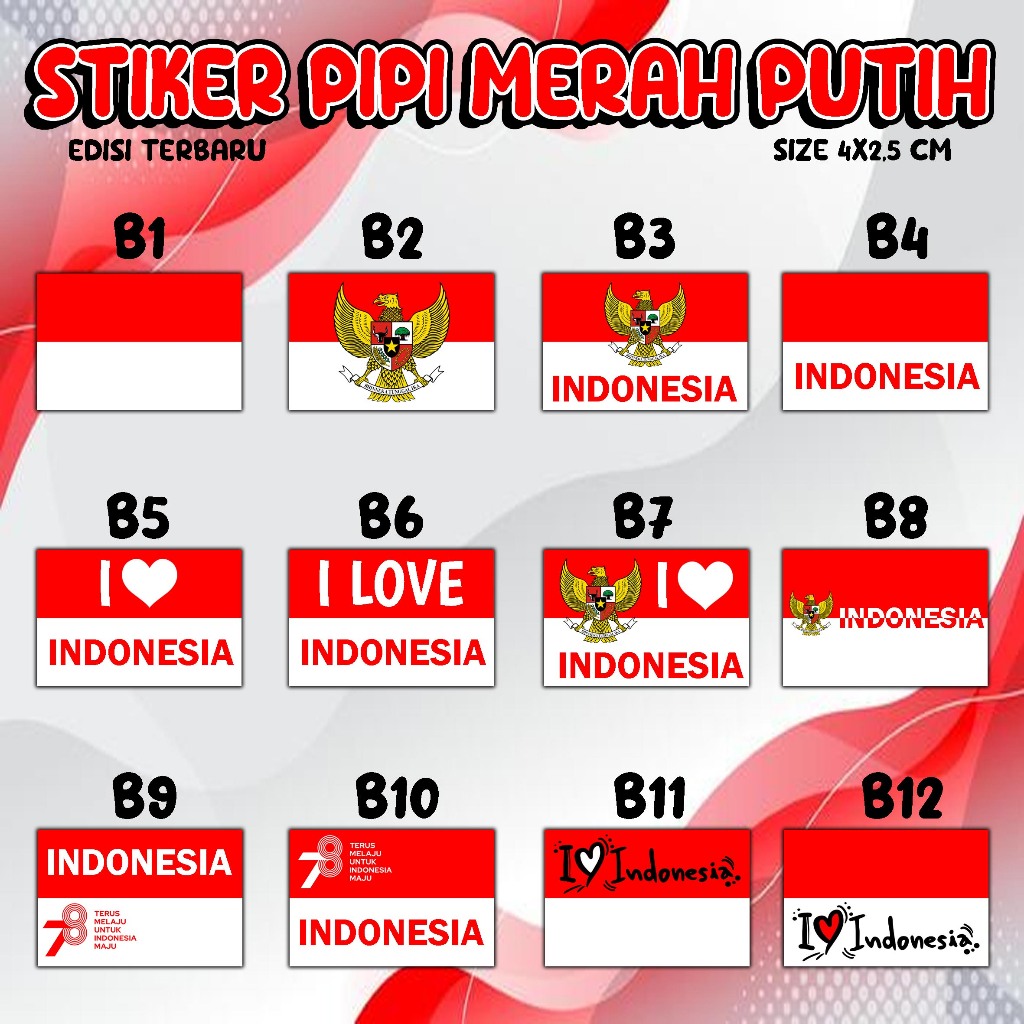 

STIKER PIPI MERAH PUTIH/STIKER PIPI HUT BENDERA INDONESIA
