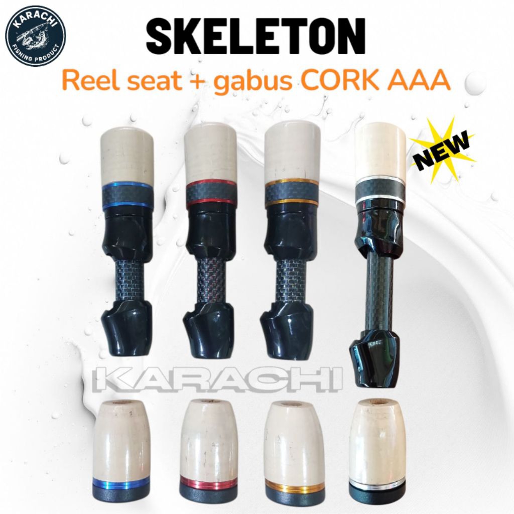 reel seat skeleton + mahkota CORK grade AAA / reelseat custom joran set GABUS AAA