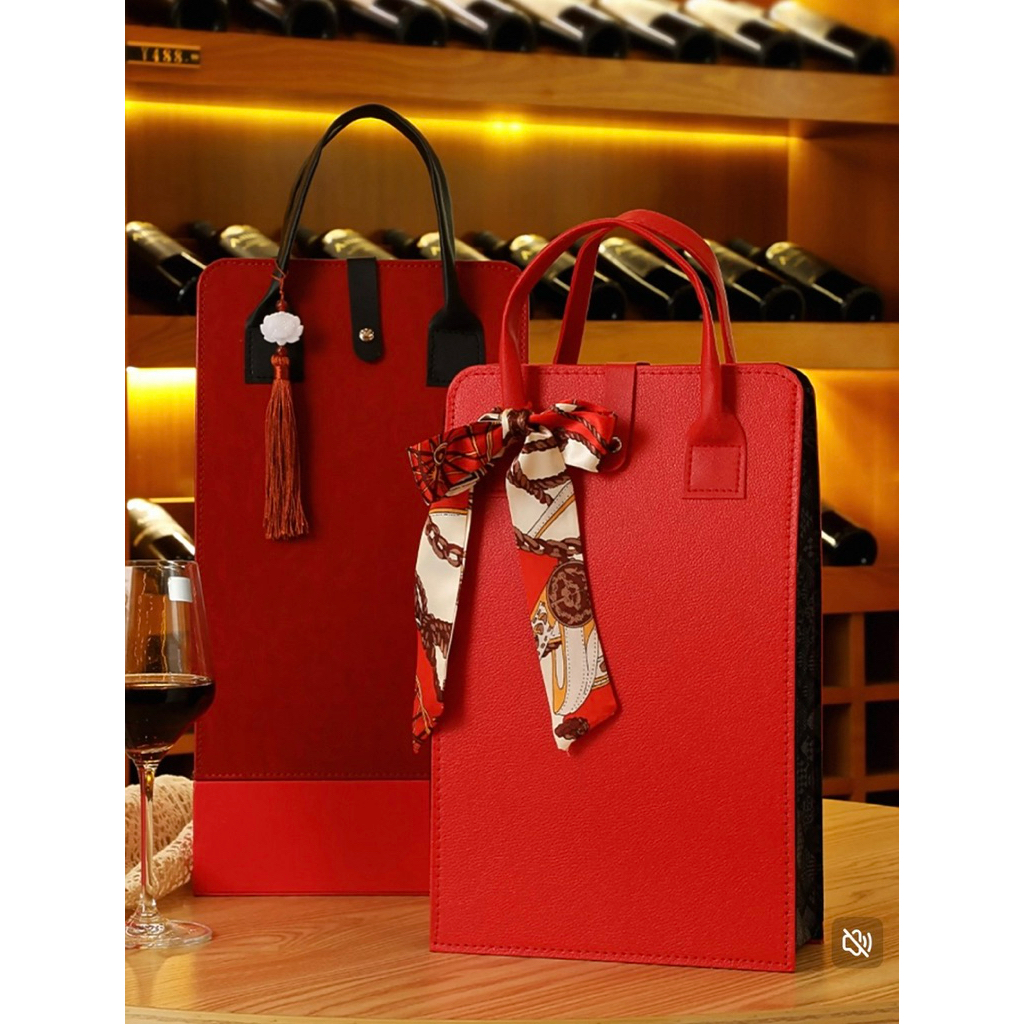 Wine Bag Double - Tas minuman isi 2 - Tas botol minuman Whisky,wine ,minuman alkohol ,Soju, Bir