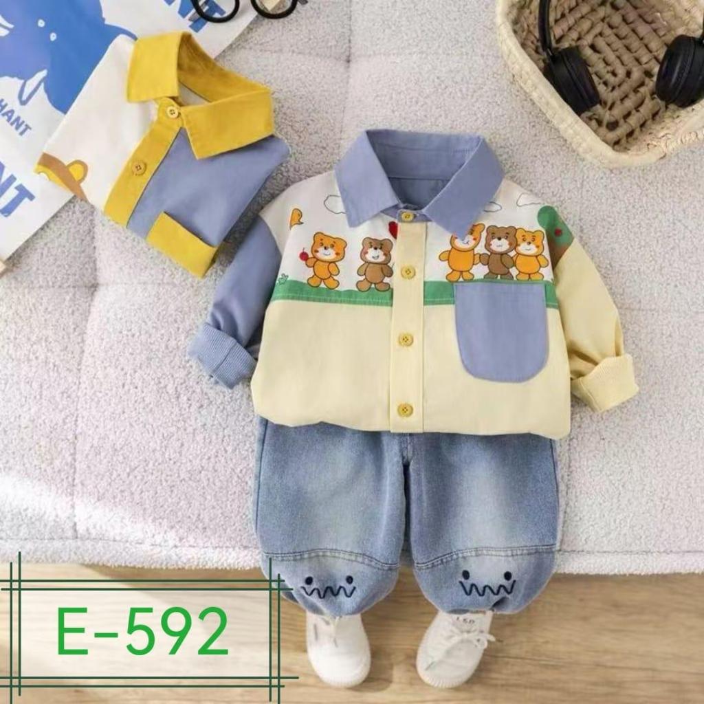 Setelan Anak Laki Laki Usia 1-4 Tahun | Pakaian Import Premium Anak cowok Model Baju Kemeja Lengan P