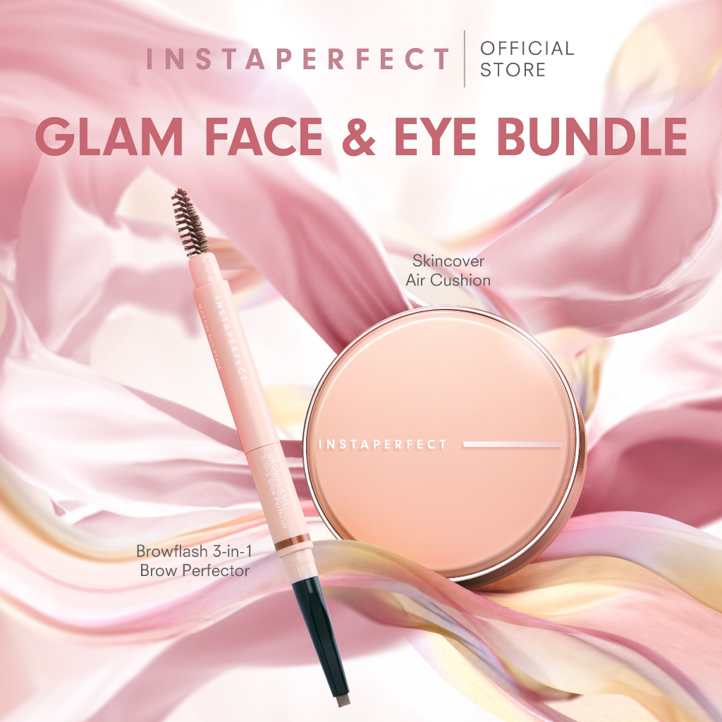 Instaperfect Glam Face & Eye Essentials Bundle (Skincover Air Cushion + Browflash 3-in-1 Brow Perfec
