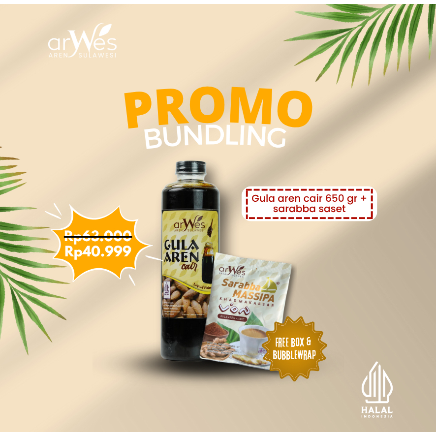 

Paket Bundling Aren Cair 650gr dan Sarabba Instant / Gula Aren Cair - Arwes
