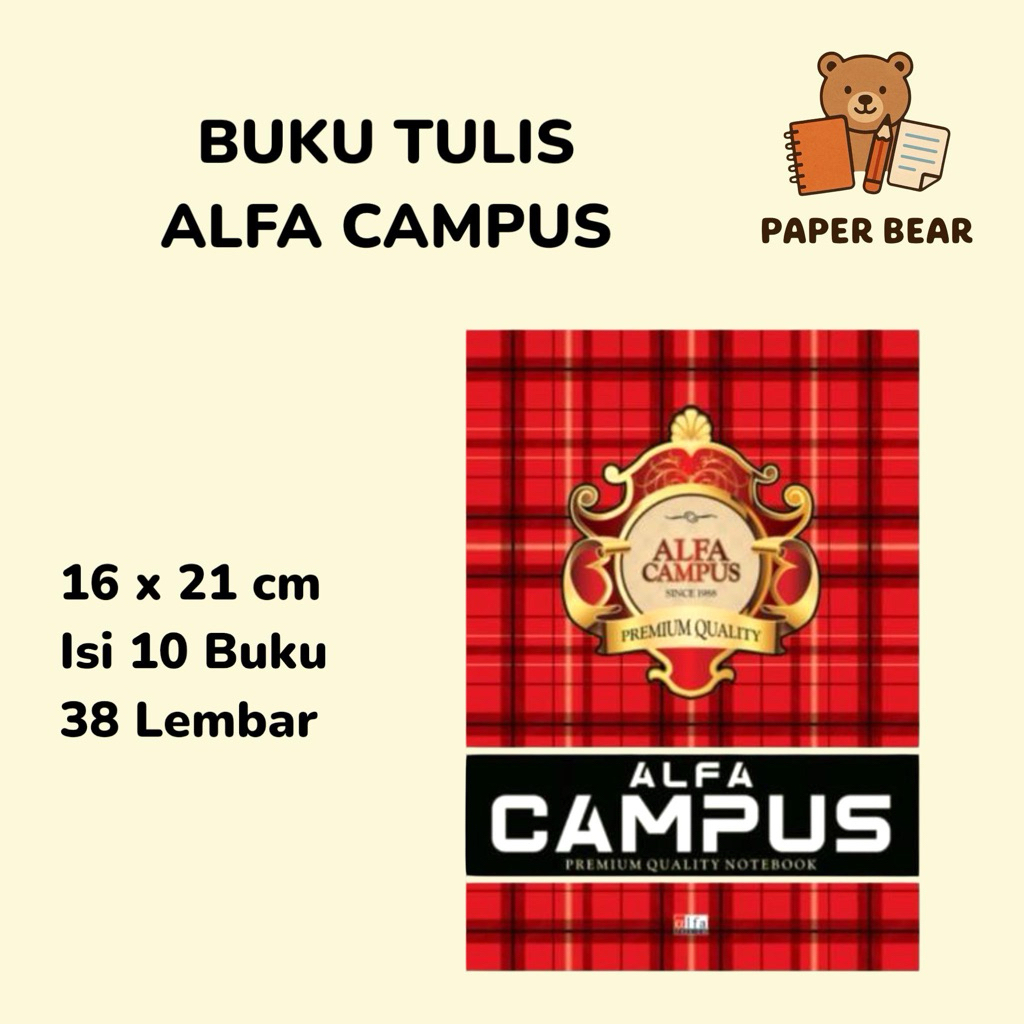 

Buku Alfa Campus ukuran 16x21cm 38 Lembar Isi 10pcs Red Plaid Notebook Premium Notebook Buku Tulis Bergaris Merah Kotak Kotak Buku Sekolah Stationery Tinta Paper Kertas Kantor