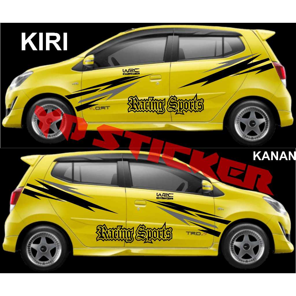 0342 Cutting Stiker Agya Ayla Stiker Striping Racing Sport Stiker Mobil Agya Ayla Brio Jazz stiker C