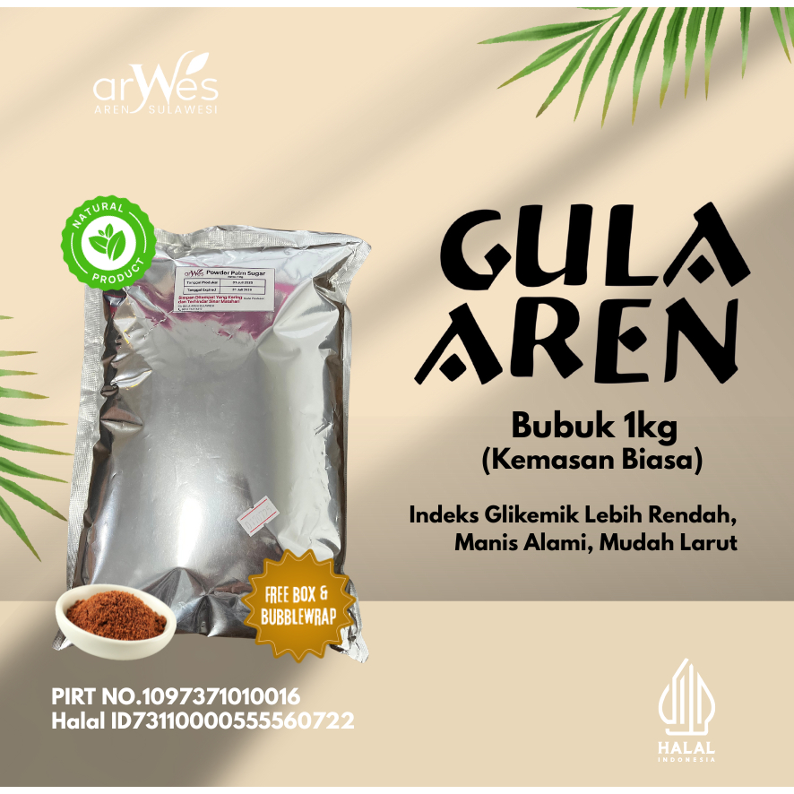 

Gula Aren Semut Nobrand 1kg / Aren Sugar Powder Premium - Arwes