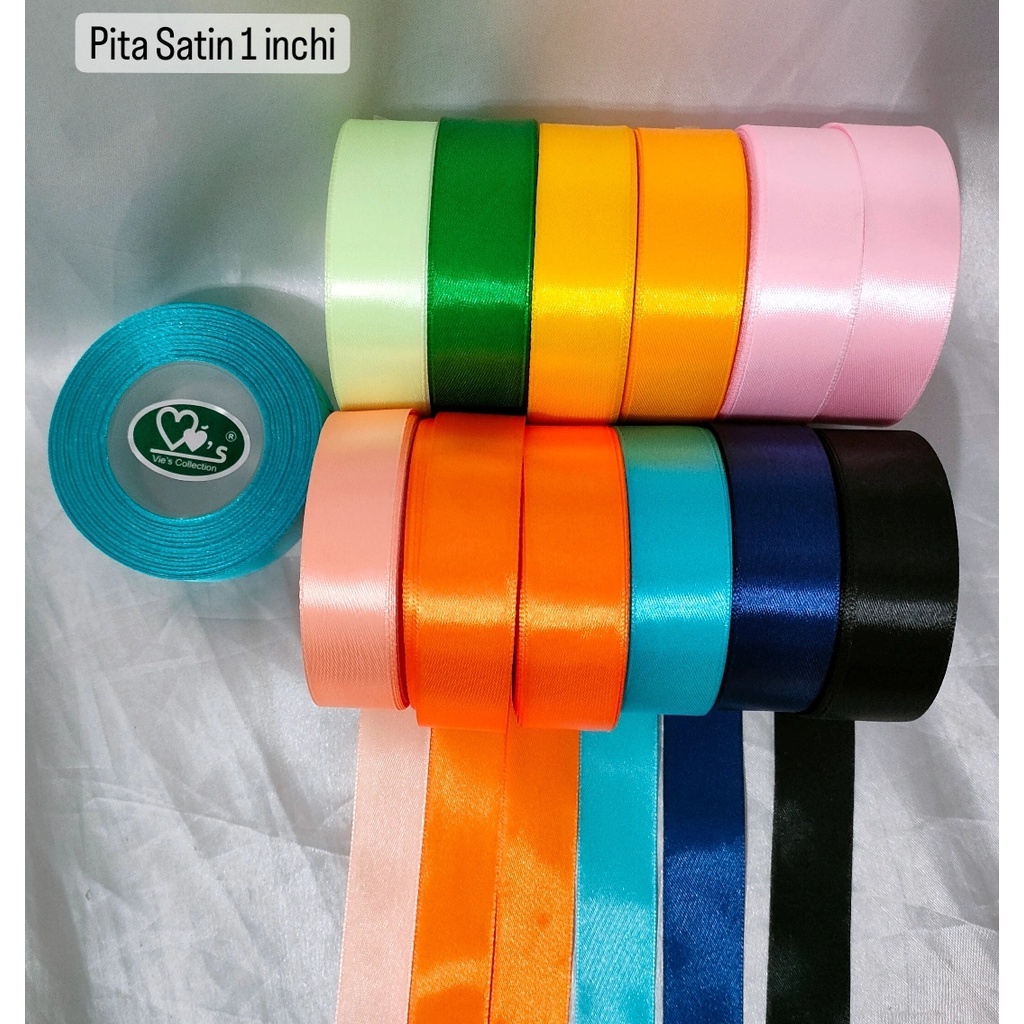 

Pita Satin 1 Inchi [PER 1 SLOP] Kado Hiasan Souvenir Hampers Pita Potong Vies Collection Pita Kado
