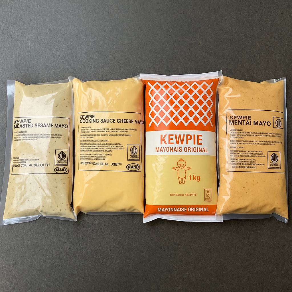 

KEWPIE Mayo 1kg (4 Varian) - Roasted Sesame, Cheese, Original, Mentai | Mayonnaise Jepang HALAL