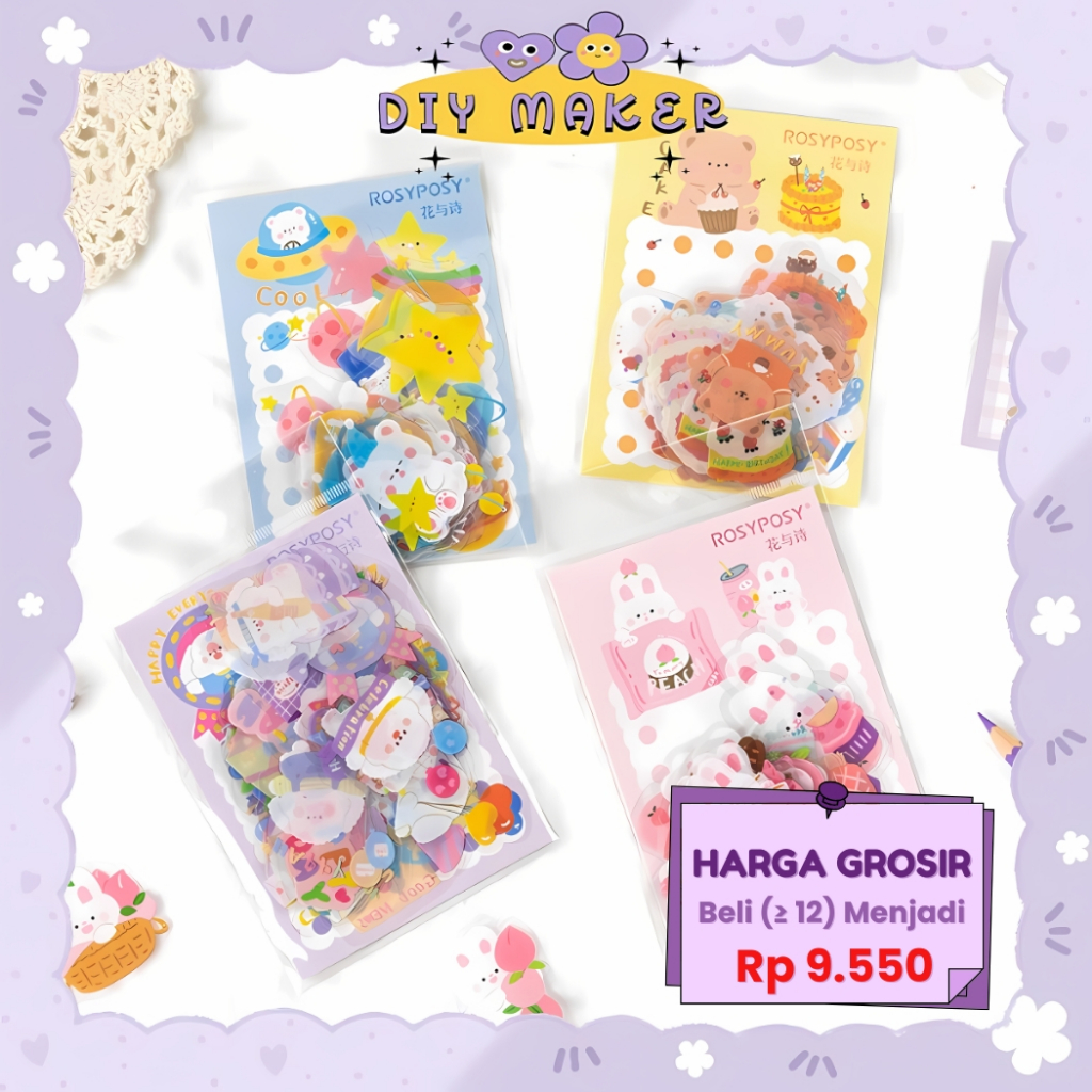 

DM Rosyposy Stiker 1 Pack 40pcs Stiker Aesthetic Korean Cocok Untuk Dekorasi Case Hp DIY Dekor RP09