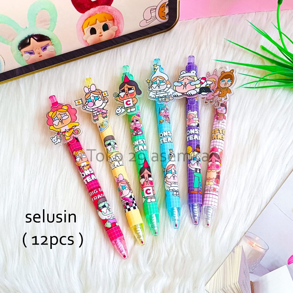 

12PCS SELUSIN PULPEN CETEK RESIN CRY BABY ALAT TULIS BOLPOIN UNIK IMUT MURAH PEN GEL KARAKTER LUCU