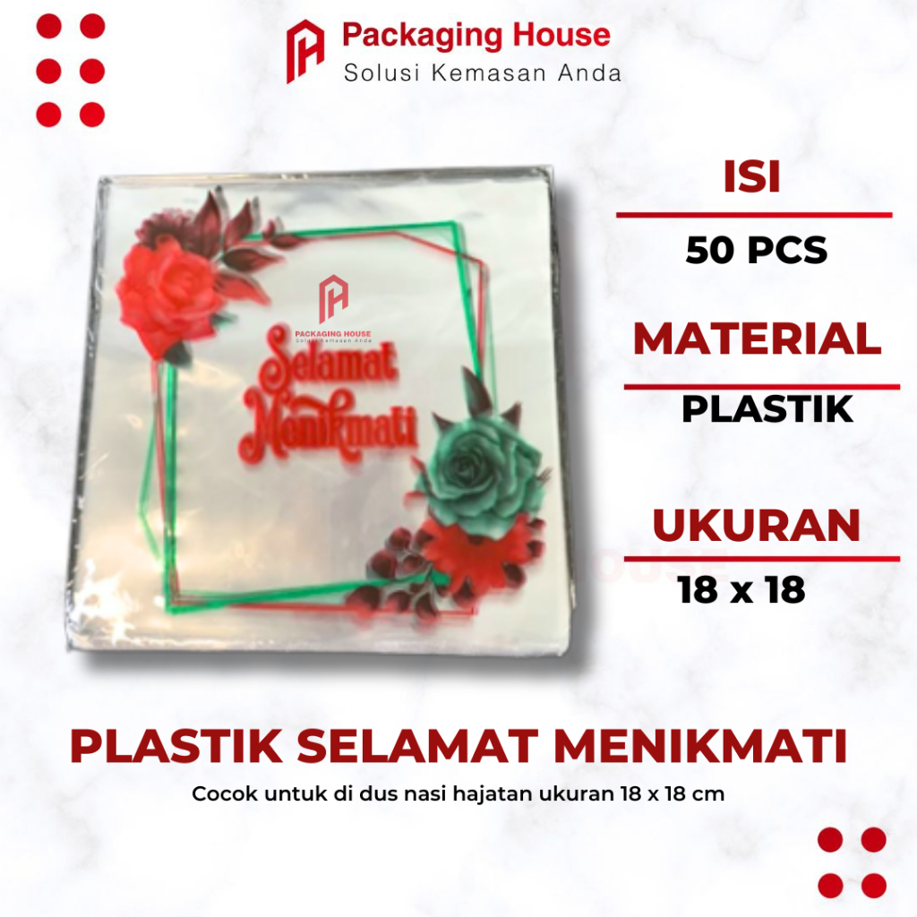 

[50 pcs] PLASTIK TUTUP NASI l OPP SELAMAT MENIKMATI l PLASTIK SELAMAT MENIKMATI