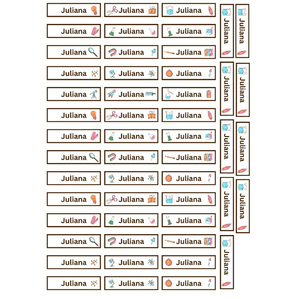 

Stiker Nama Custom Ukuran A4 | 50 pcs | Waterproof & Full Color