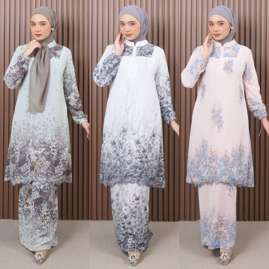 Gamis Malaysia Terbaru Ceruty Motif Premium | Gamis Mewah Busui Friendly Wudhu Friendly