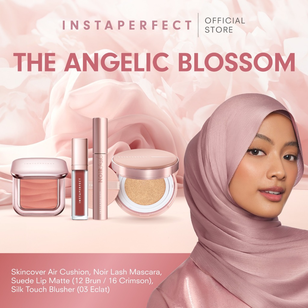 Instaperfect The Angelic Blossom Make Up (Natasha Rizky) Look: Skin Cover Air Cushion, Silk Touch Bl