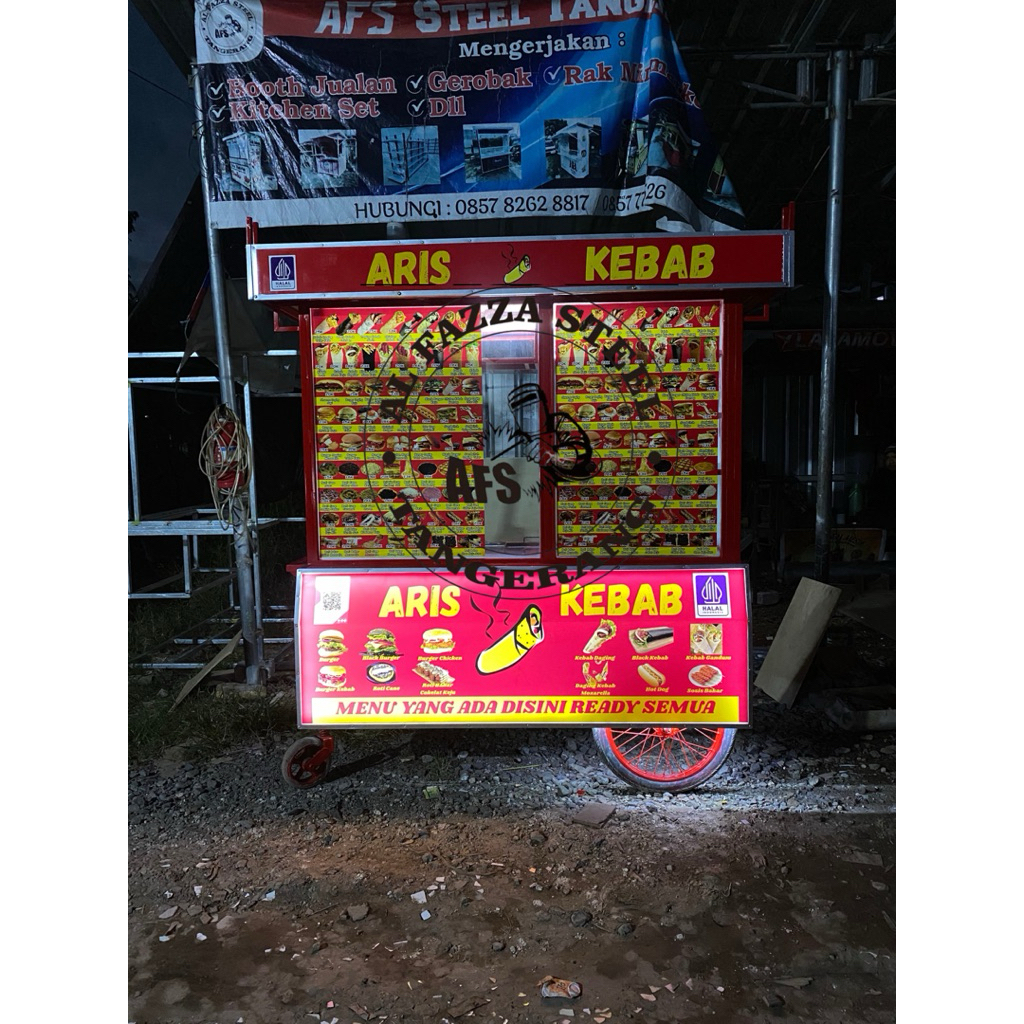 gerobak kebab gerobak dorong 170x70x200cm