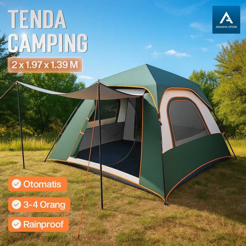 tenda camping 4 orang tenda lipat otomatis waterproof