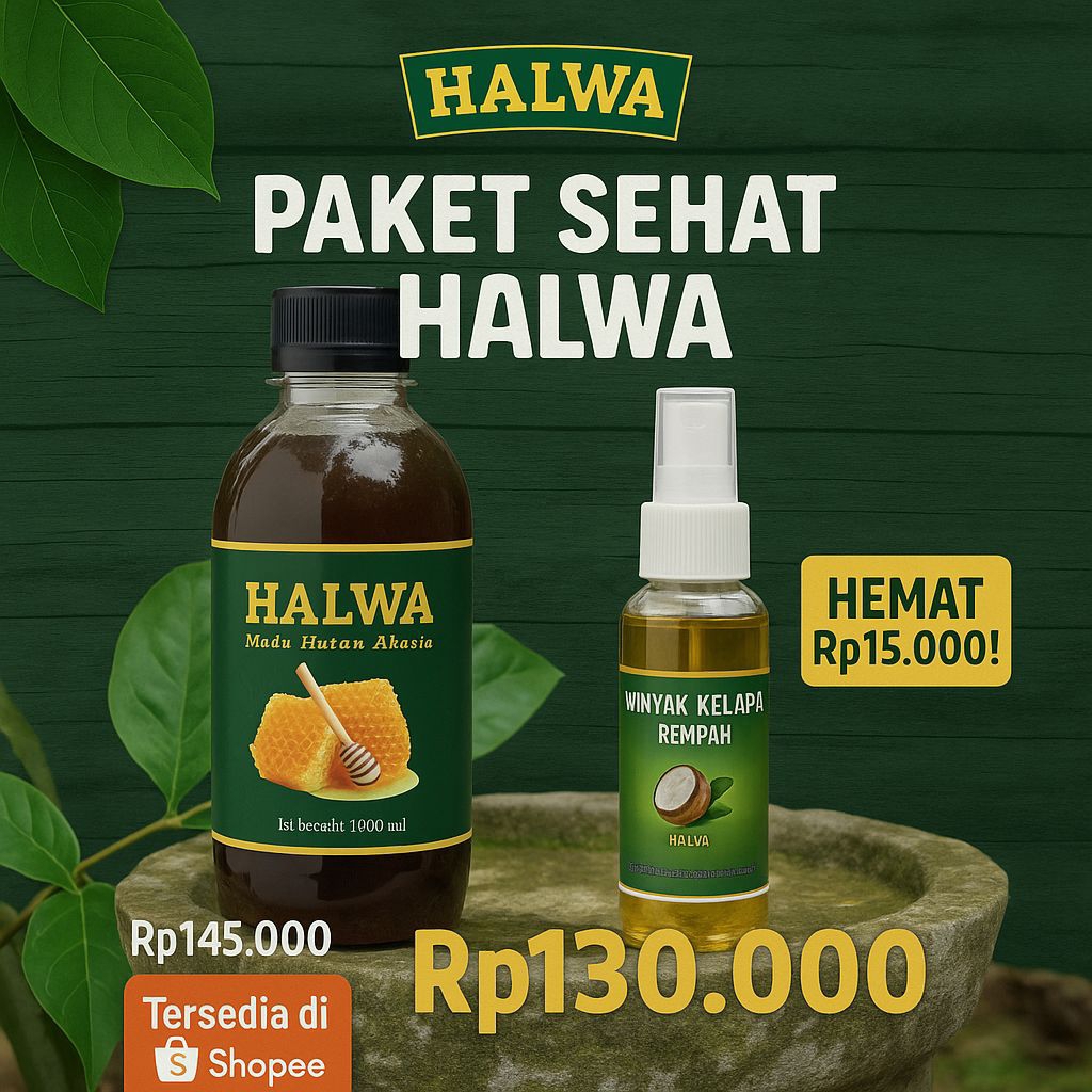 

Paket Sehat HALWA – Madu Hutan Akasia 500ml + Minyak Kelapa Rempah Herbal | Untuk Anak & Dewasa | Imun Booster Alami