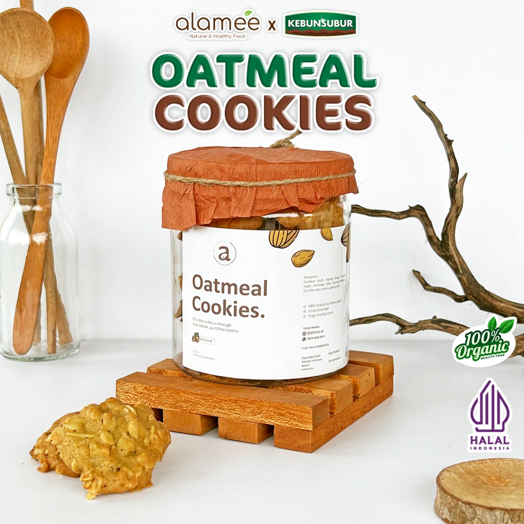 

ALAMEE Oatmeal Diet Cookies - Almond Cemilan Sehat Healthy Snack Oat Organik Kebunsubur