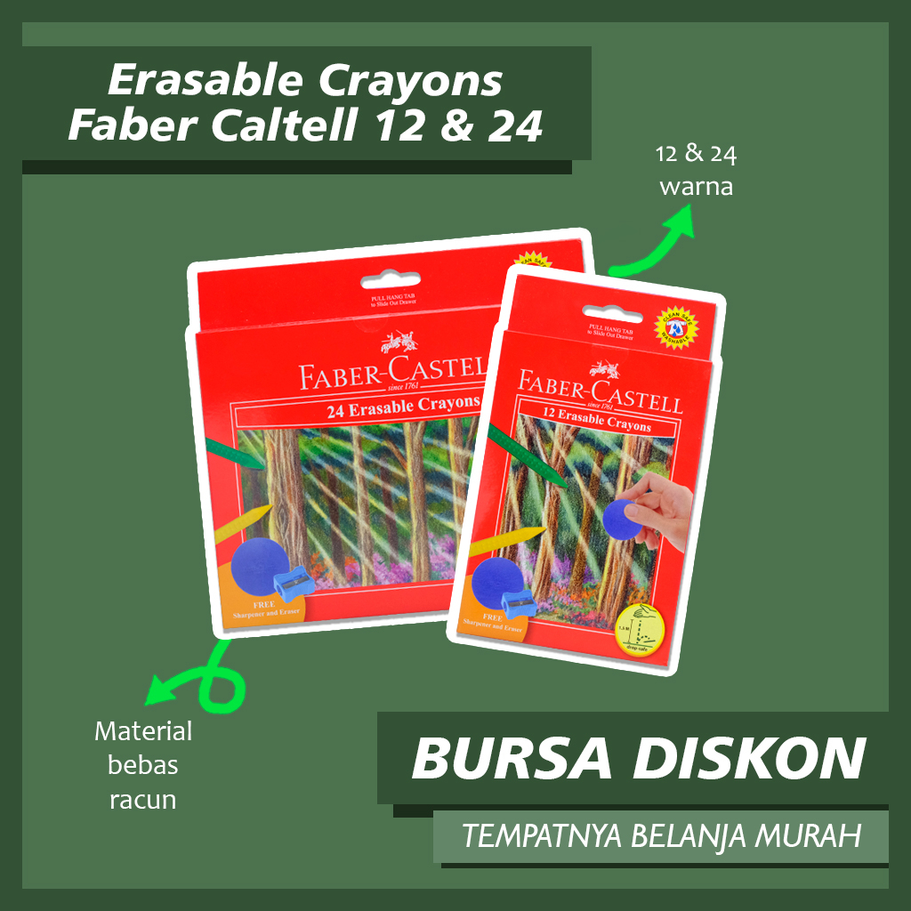 

Erasable Crayons Faber Castell 24 Warna Crayon Bisa Dihapus Krayon Free Serutan & Penghapus