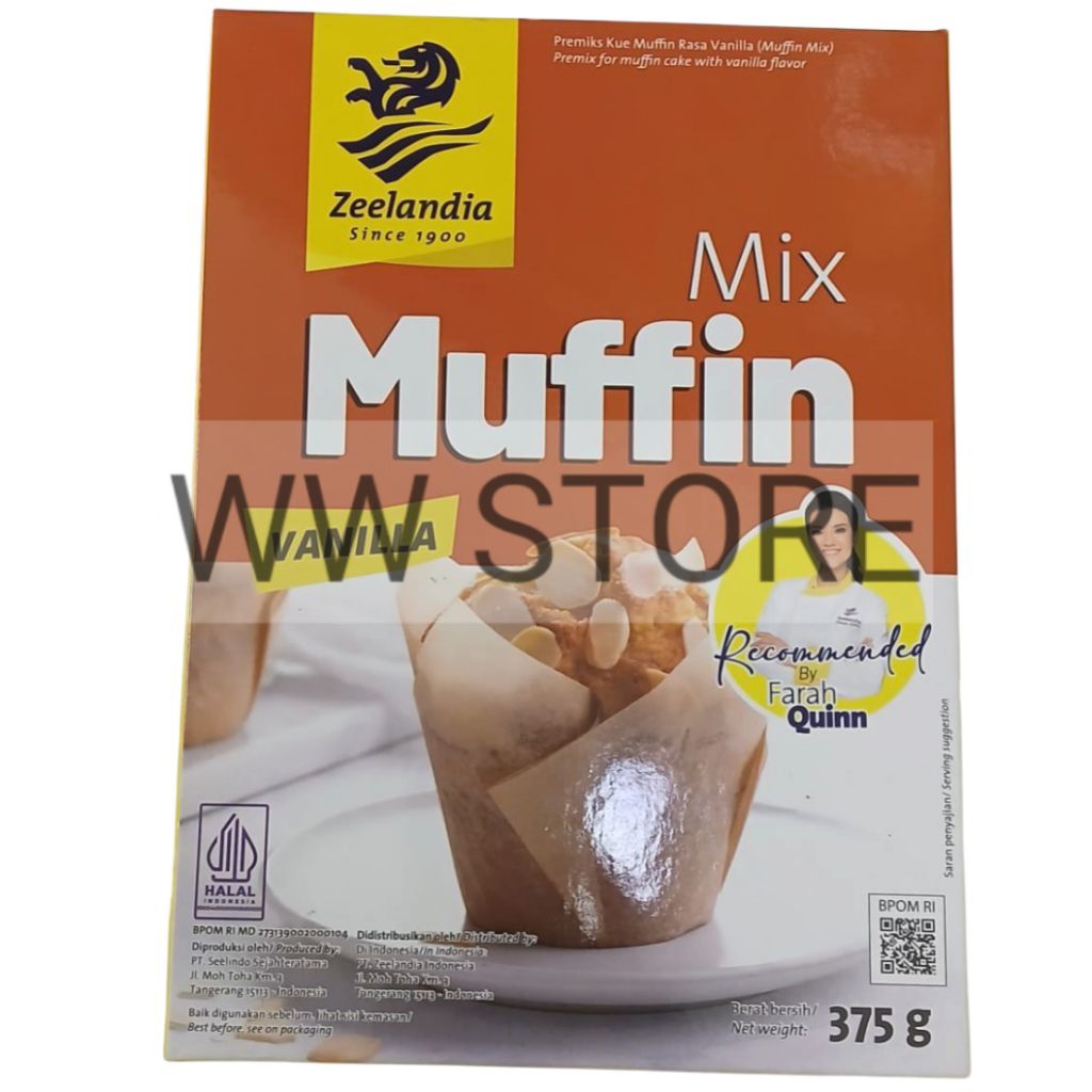 

Premiks untuk membuat kue mufin rasa vanila halal MUI Zeelandia Vanilla Mix Muffin 375g