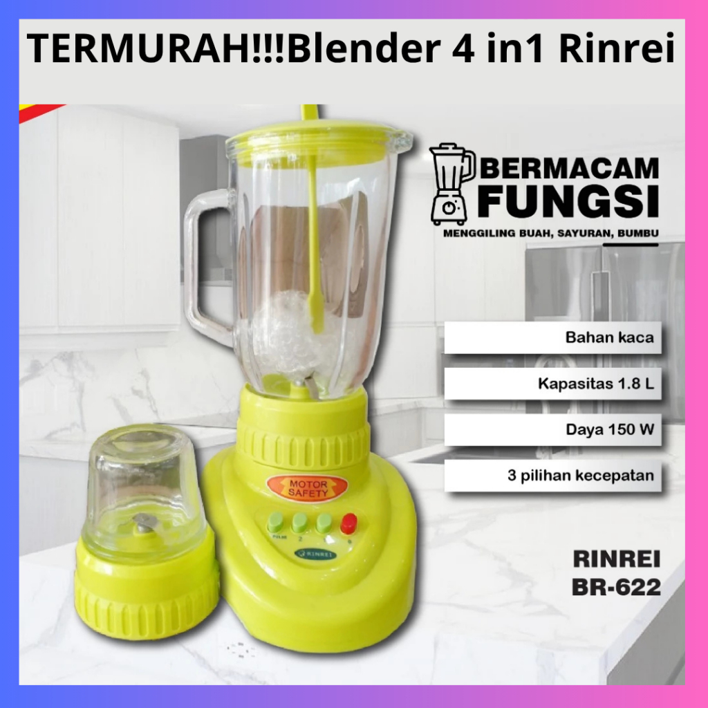 COD BLENDER MURAH GUDANG KUAT UNTUK JUS BUAH NATIONAL BELENDER RINREI BERKUALITAS MESIN 4 IN 1 PLAST