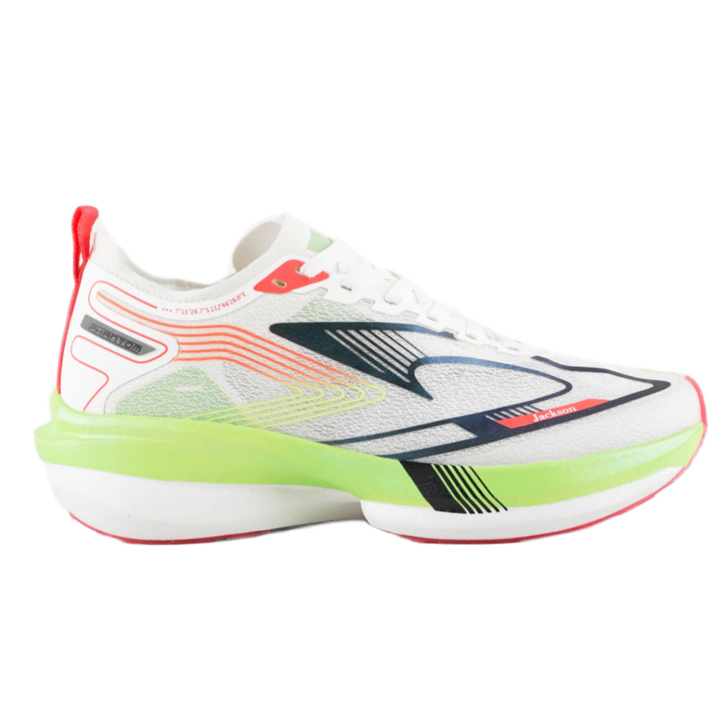 Jackson Phantom Running Shoes - White Green - Sepatu Lari Ringan & Breathable